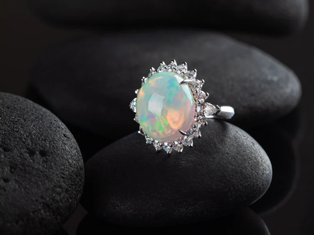 OPAL AND DIAMOND RING